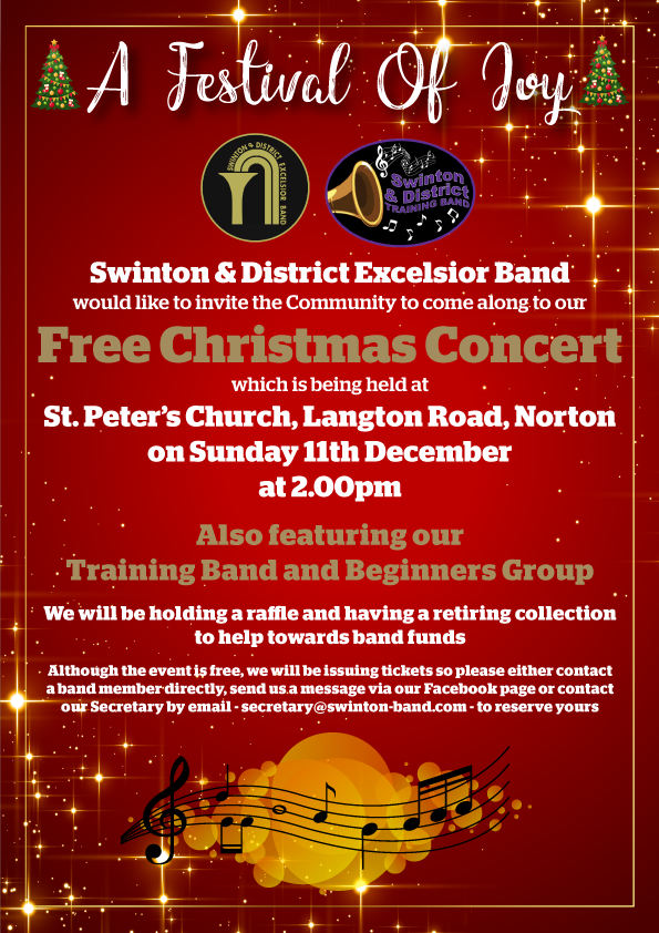 Swinton and District Excelsior Band - 11/12/2022 2:00pm - Christmas Concert